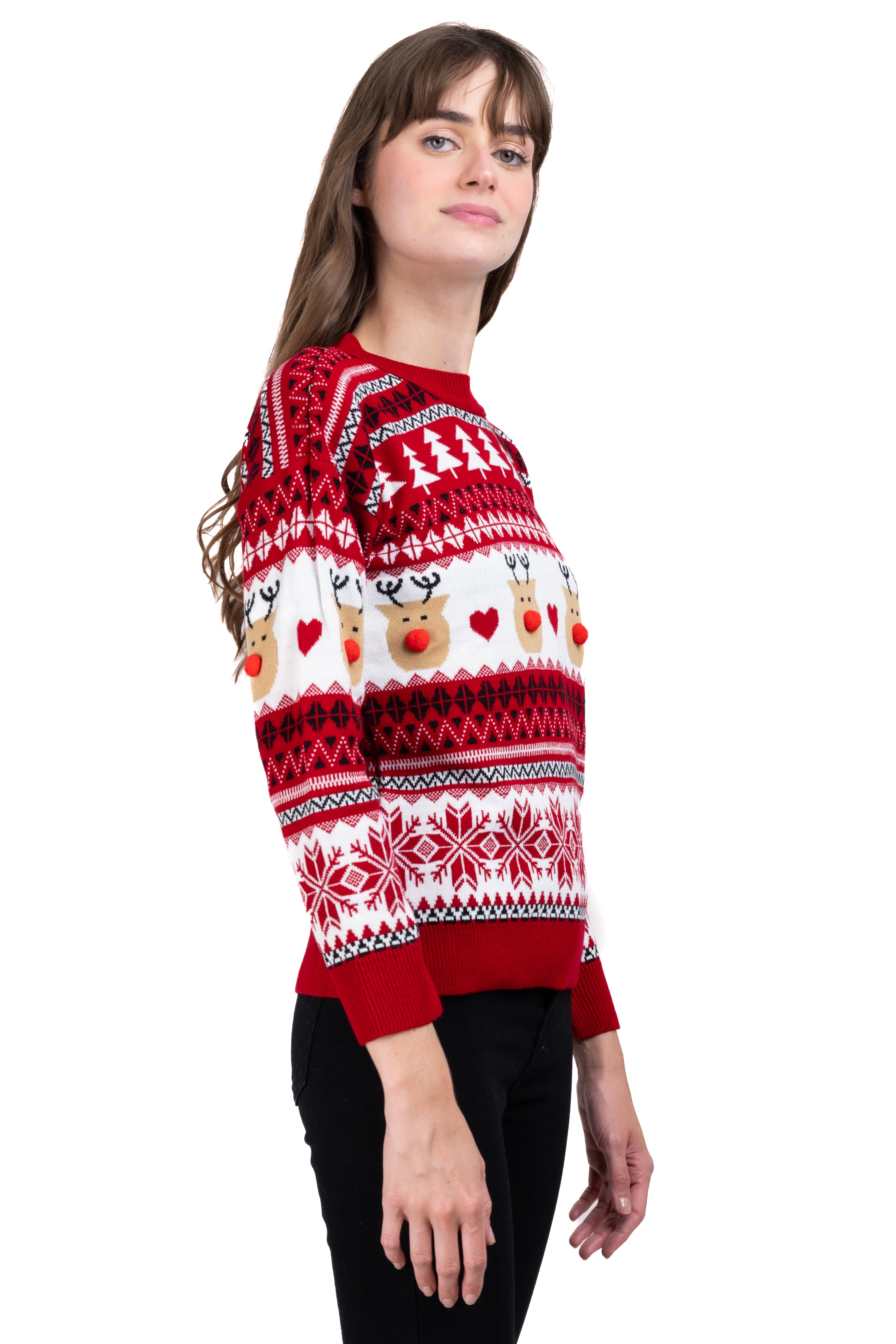 Reindeer nose Christimas sweater RED COMBO