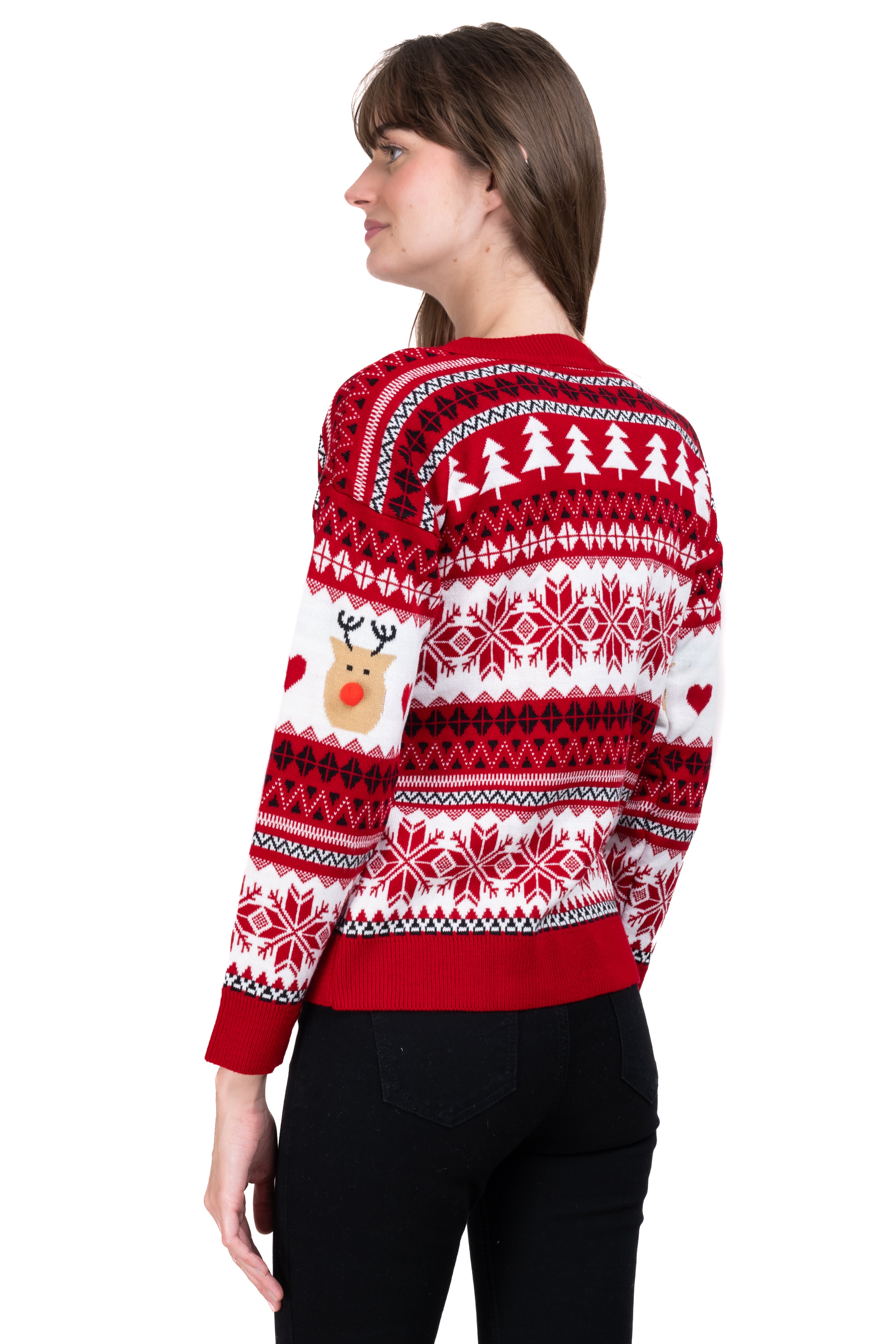 Reindeer nose Christimas sweater RED COMBO