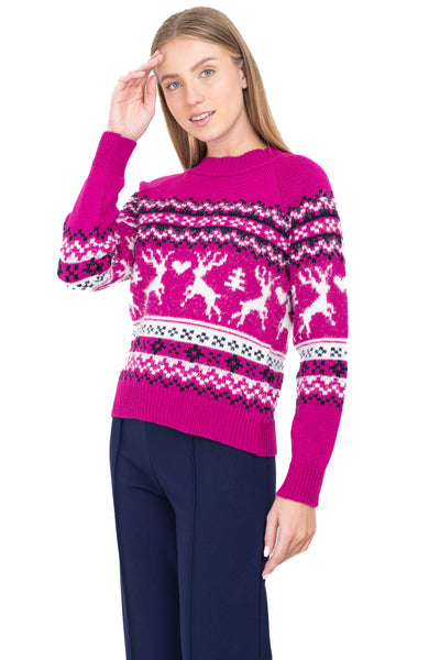 Reindeer Christmas sweater FUCHSIA COMBO