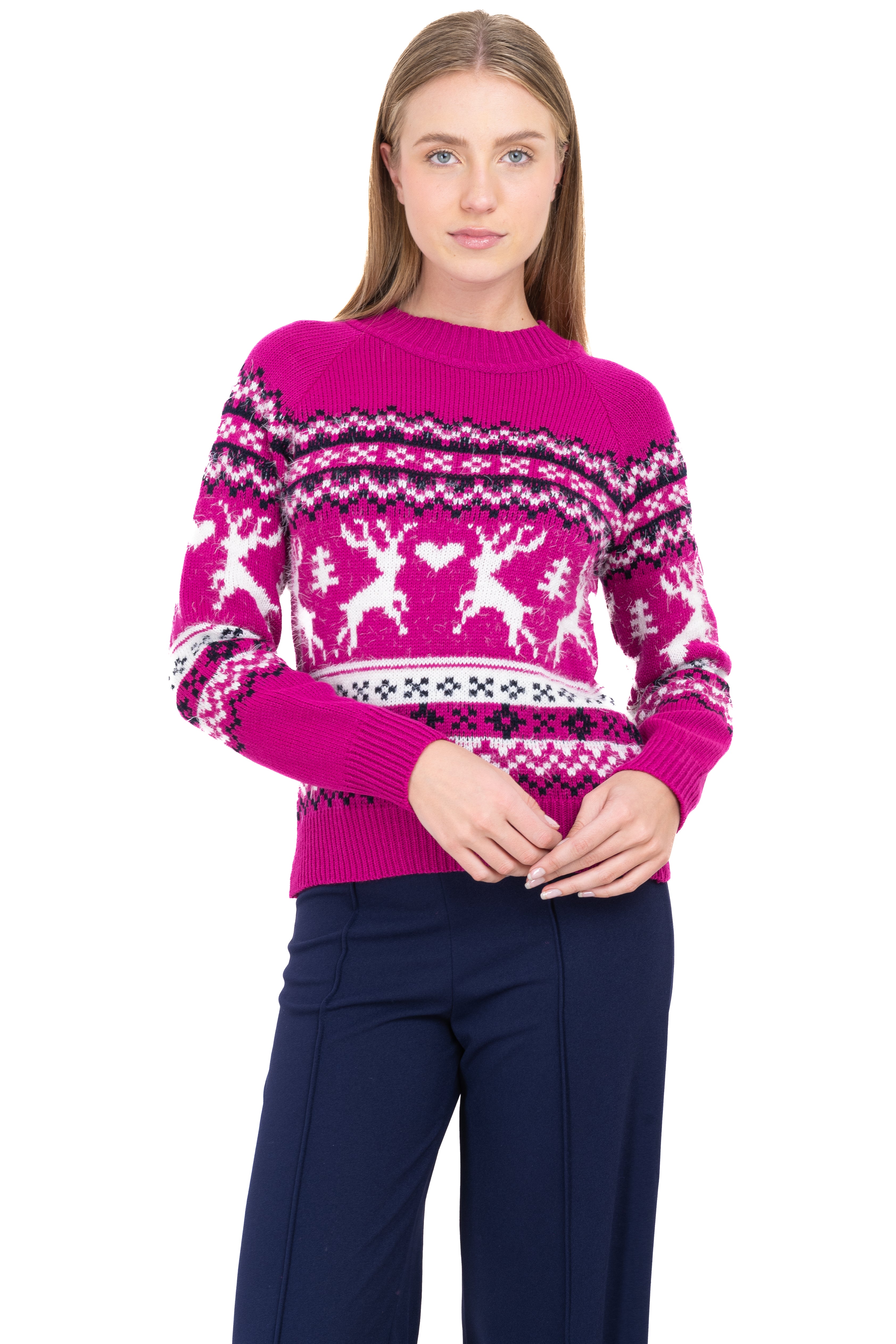 Reindeer Christmas sweater FUCHSIA COMBO