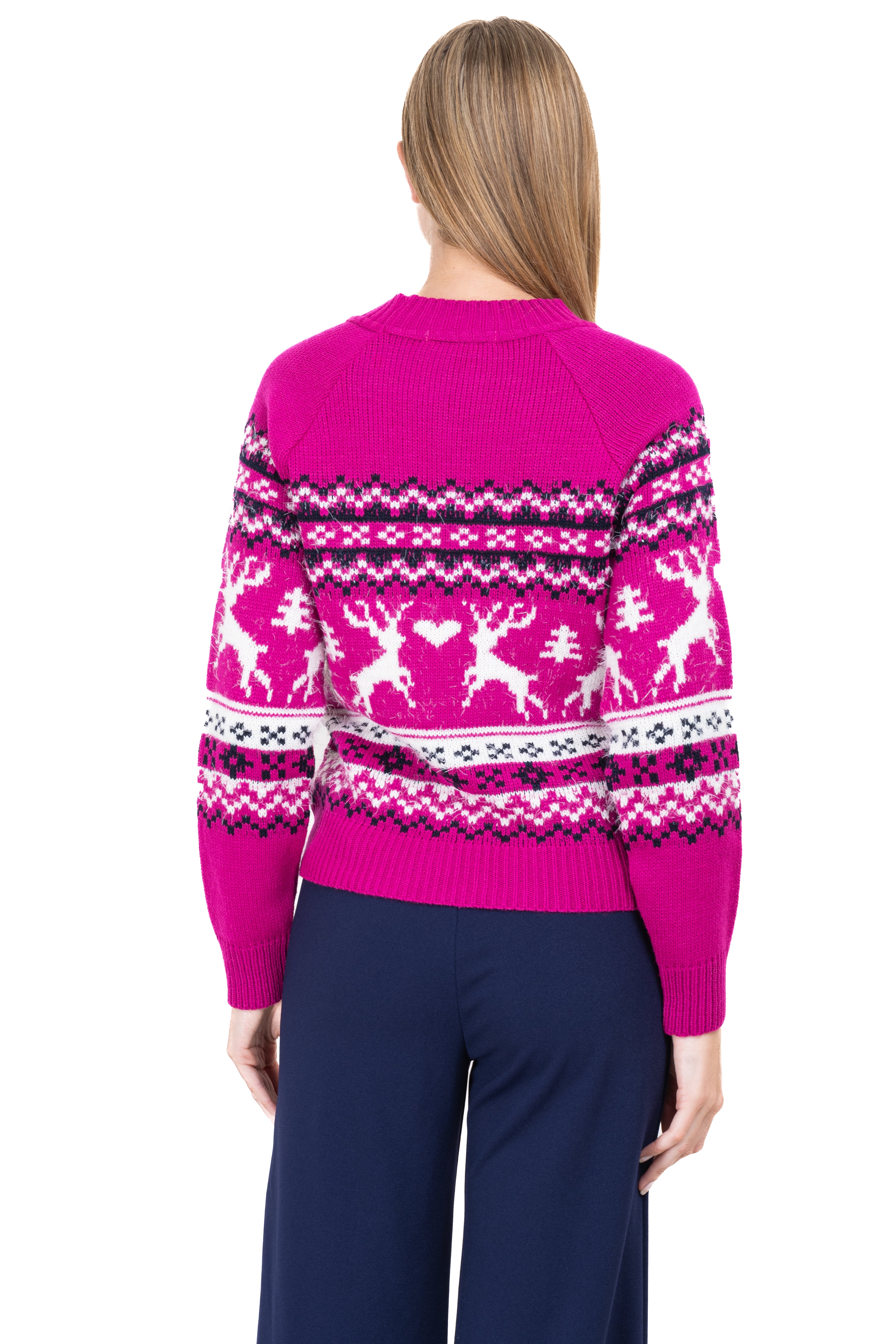 Reindeer Christmas sweater FUCHSIA COMBO