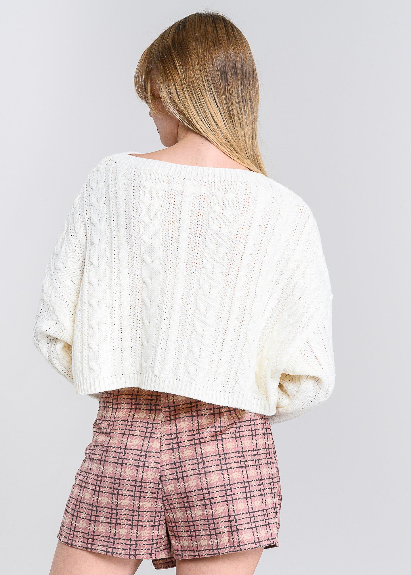 Crochet Cropped Sweater IVORY