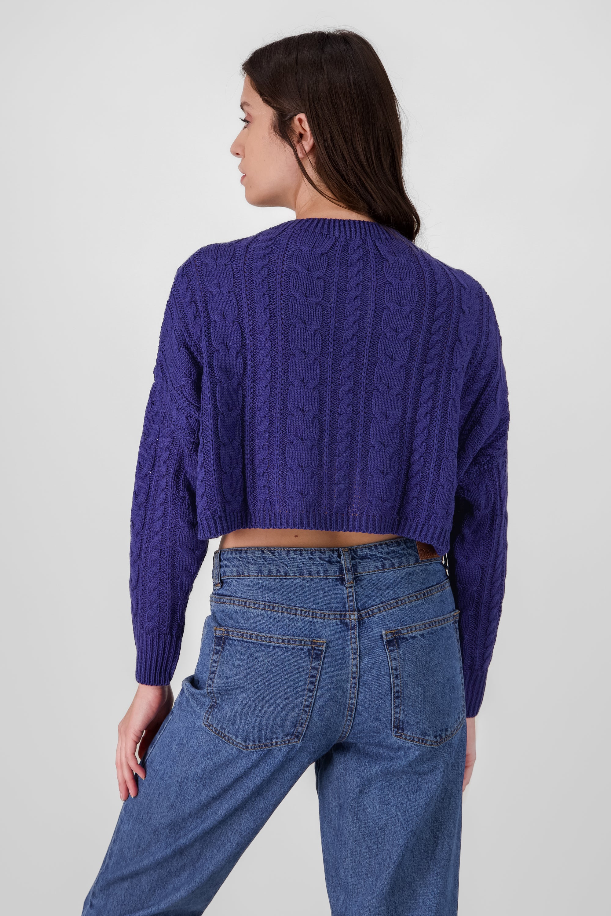 Crochet Cropped Sweater INDIGO