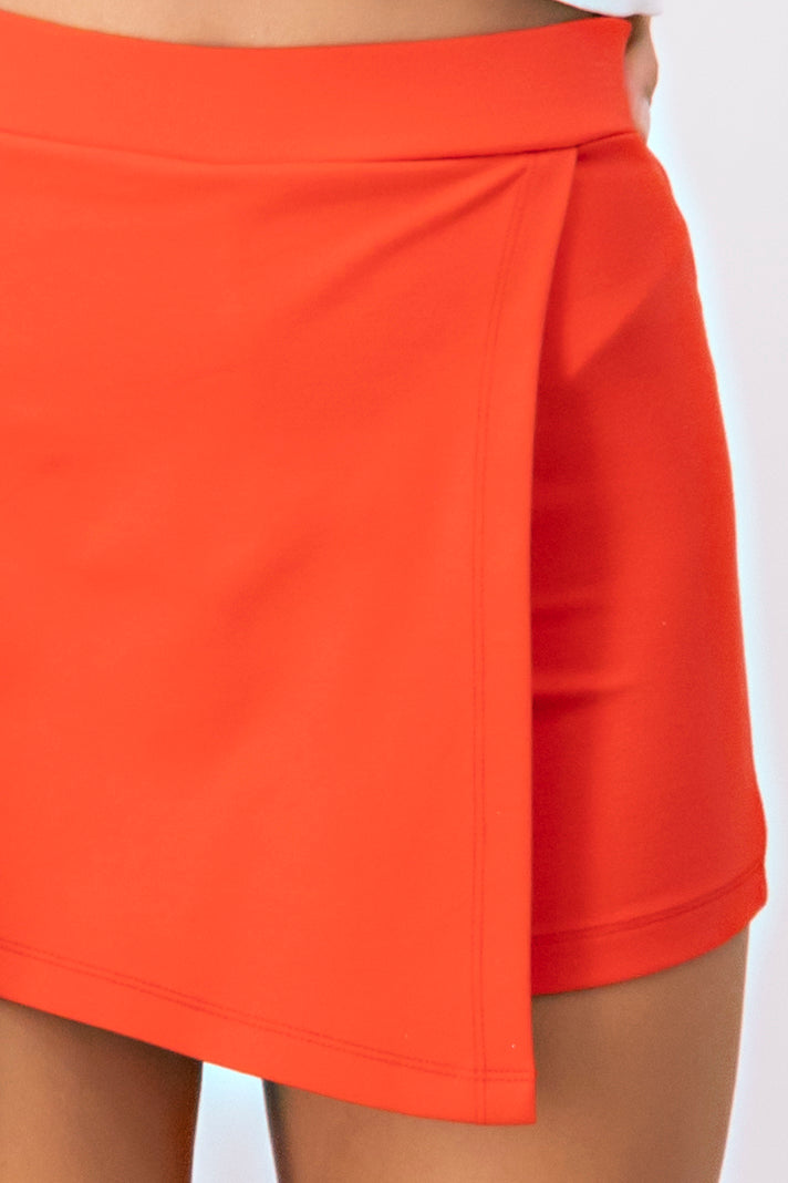 Asymmetric solid skort CORAL