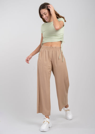 High waist wide leg pant SAND