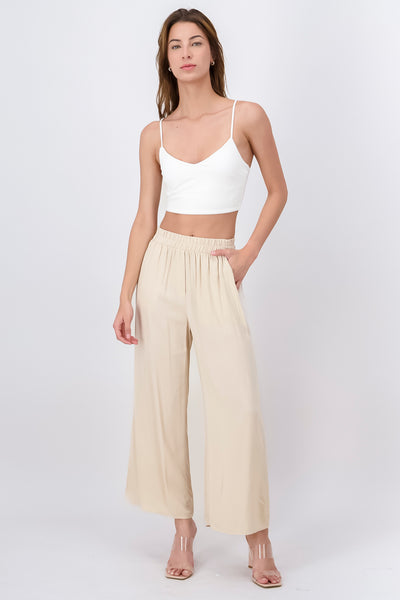 High waist wide leg pant SAND