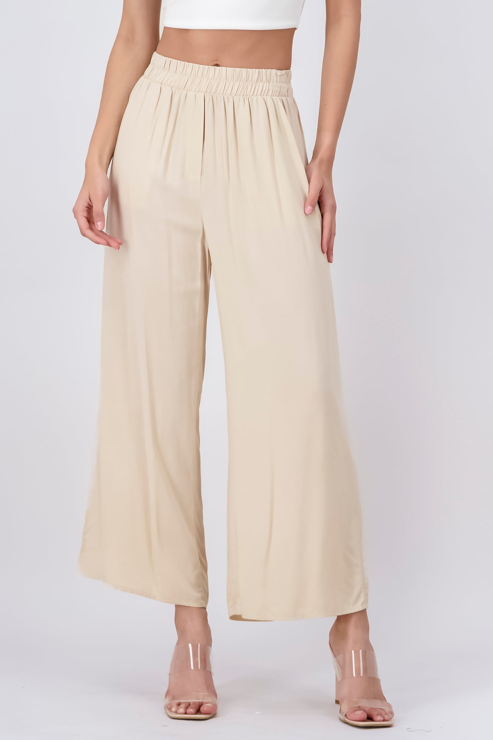 High waist wide leg pant KHAKI