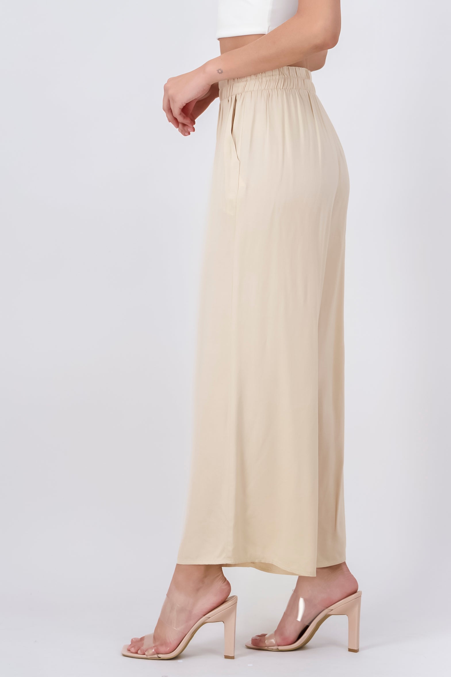 High waist wide leg pant KHAKI