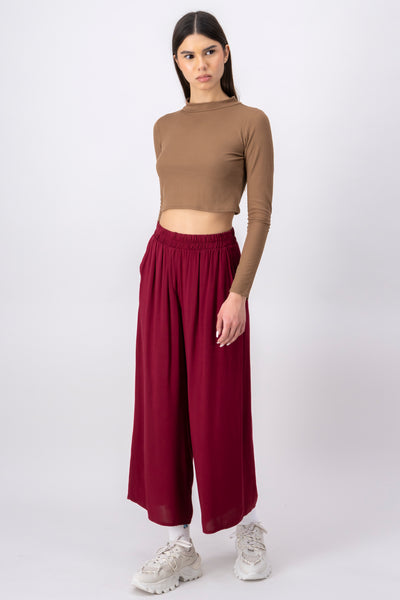 High waist wide leg pant SAND