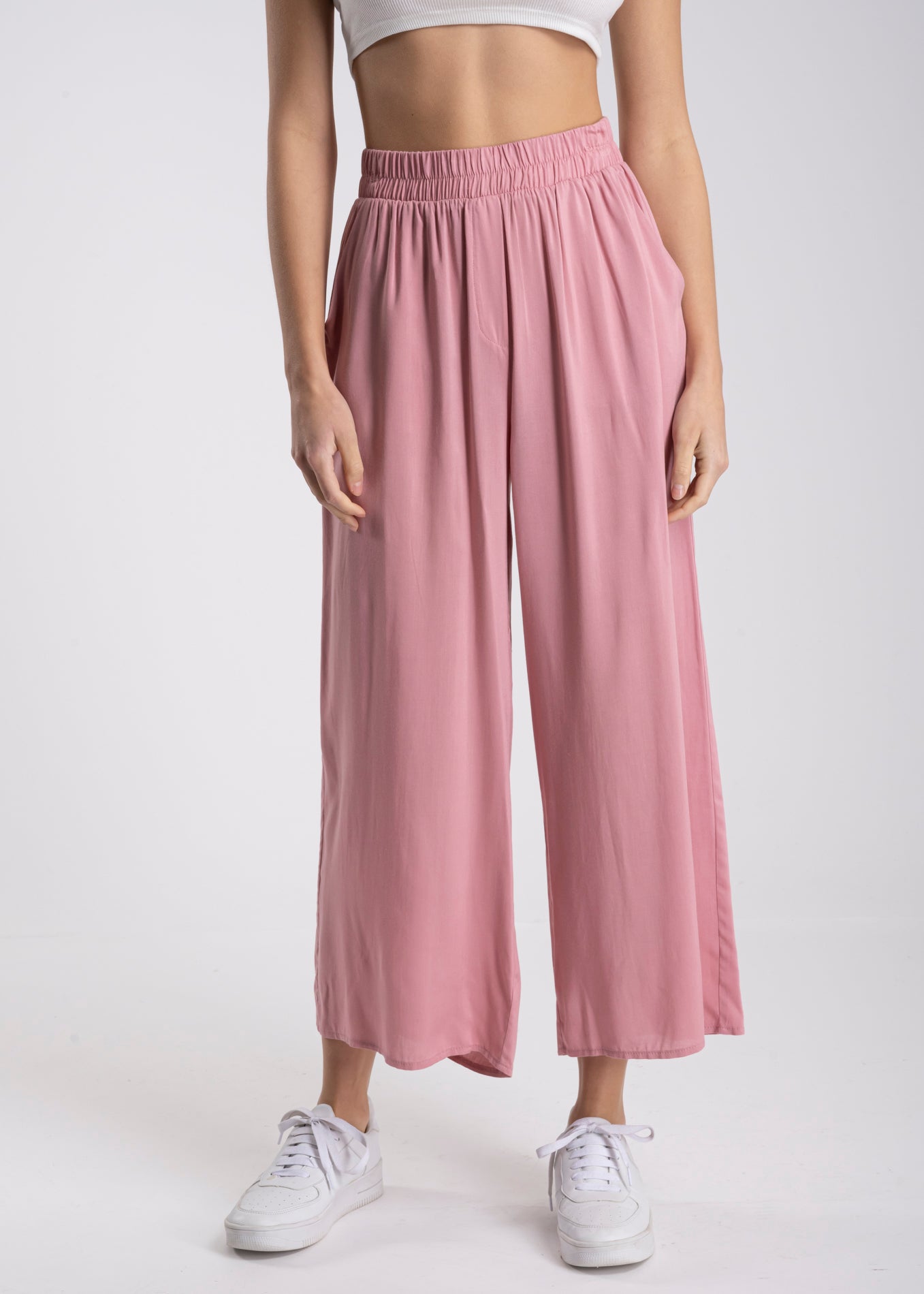 High waist wide leg pant ROSEWOOD