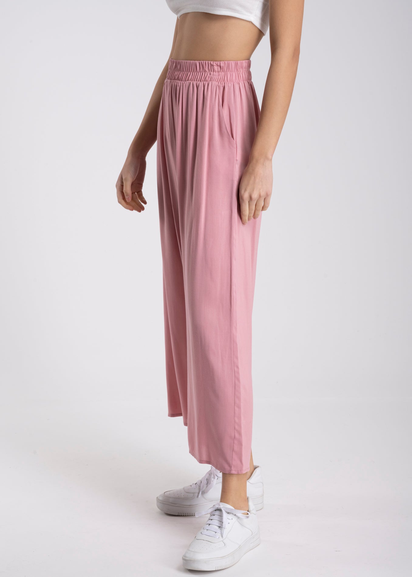 High waist wide leg pant ROSEWOOD