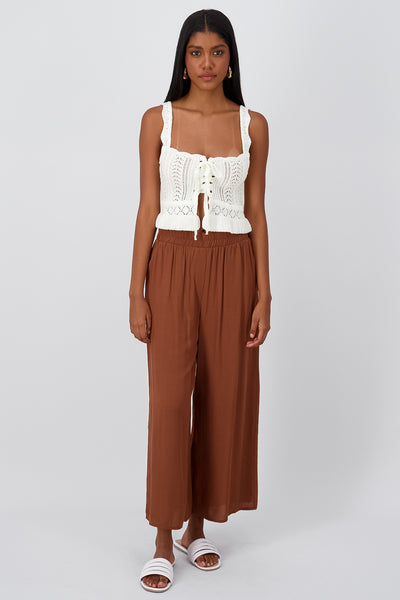 High waist wide leg pant SAND