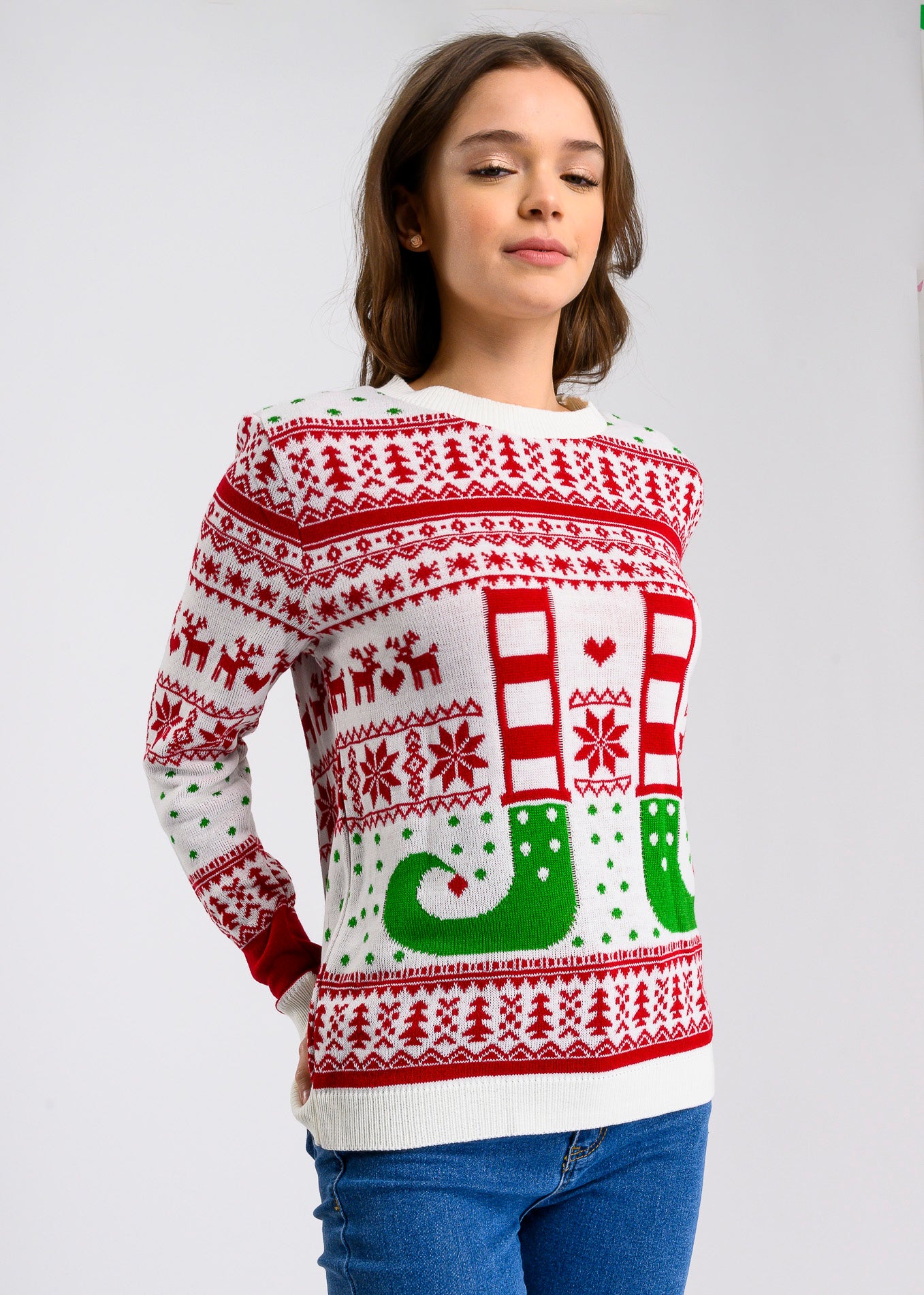 Button up elf sweater WHITE COMBO