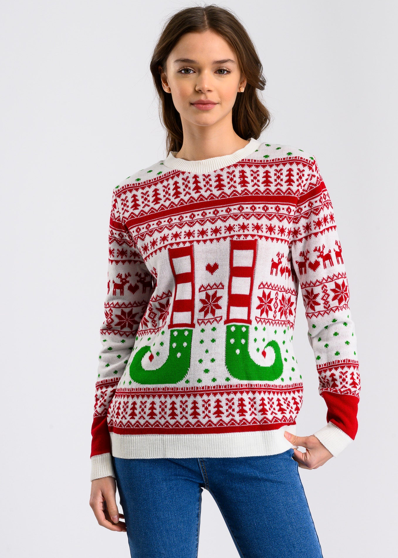 Button up elf sweater WHITE COMBO