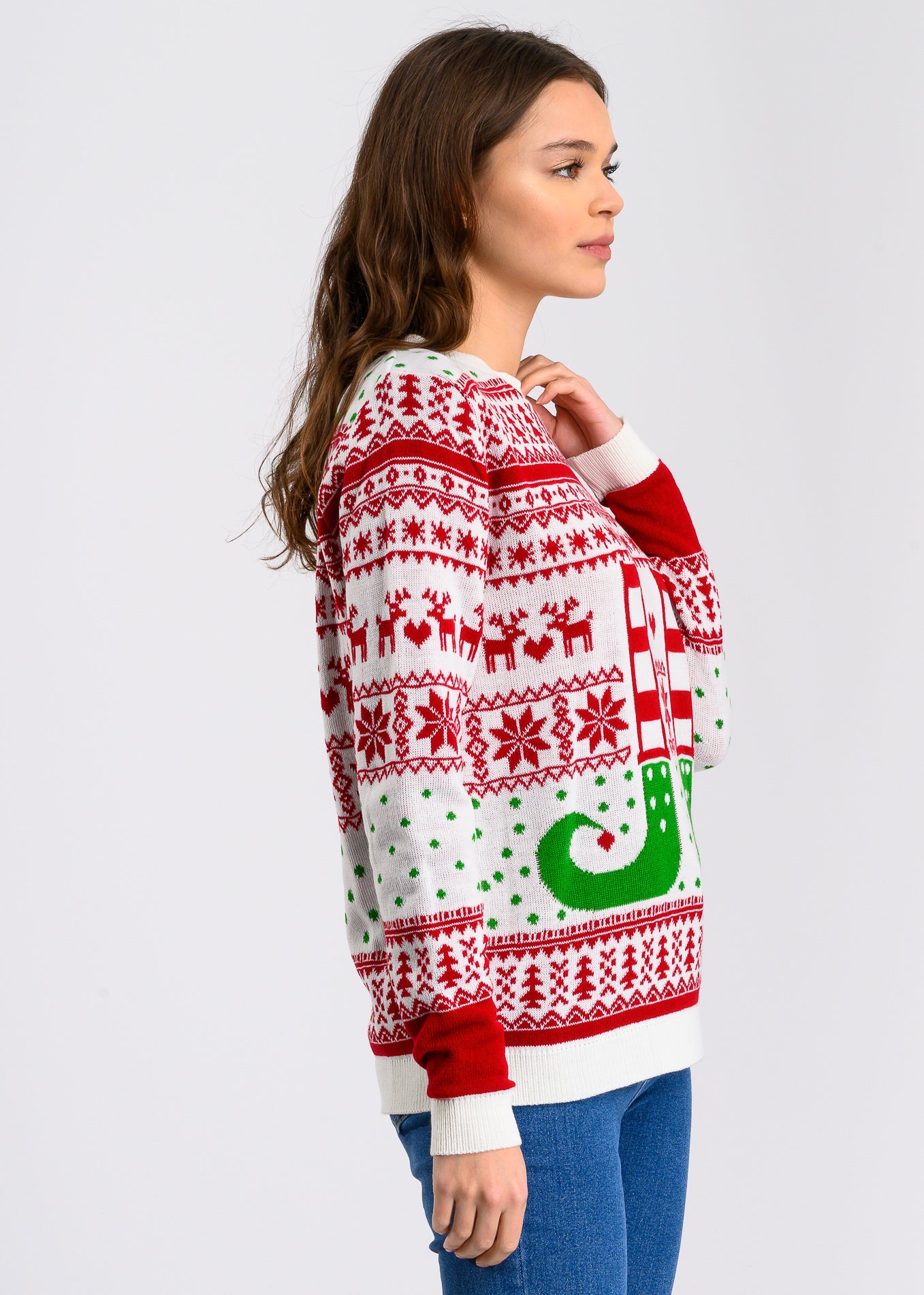 Button up elf sweater WHITE COMBO