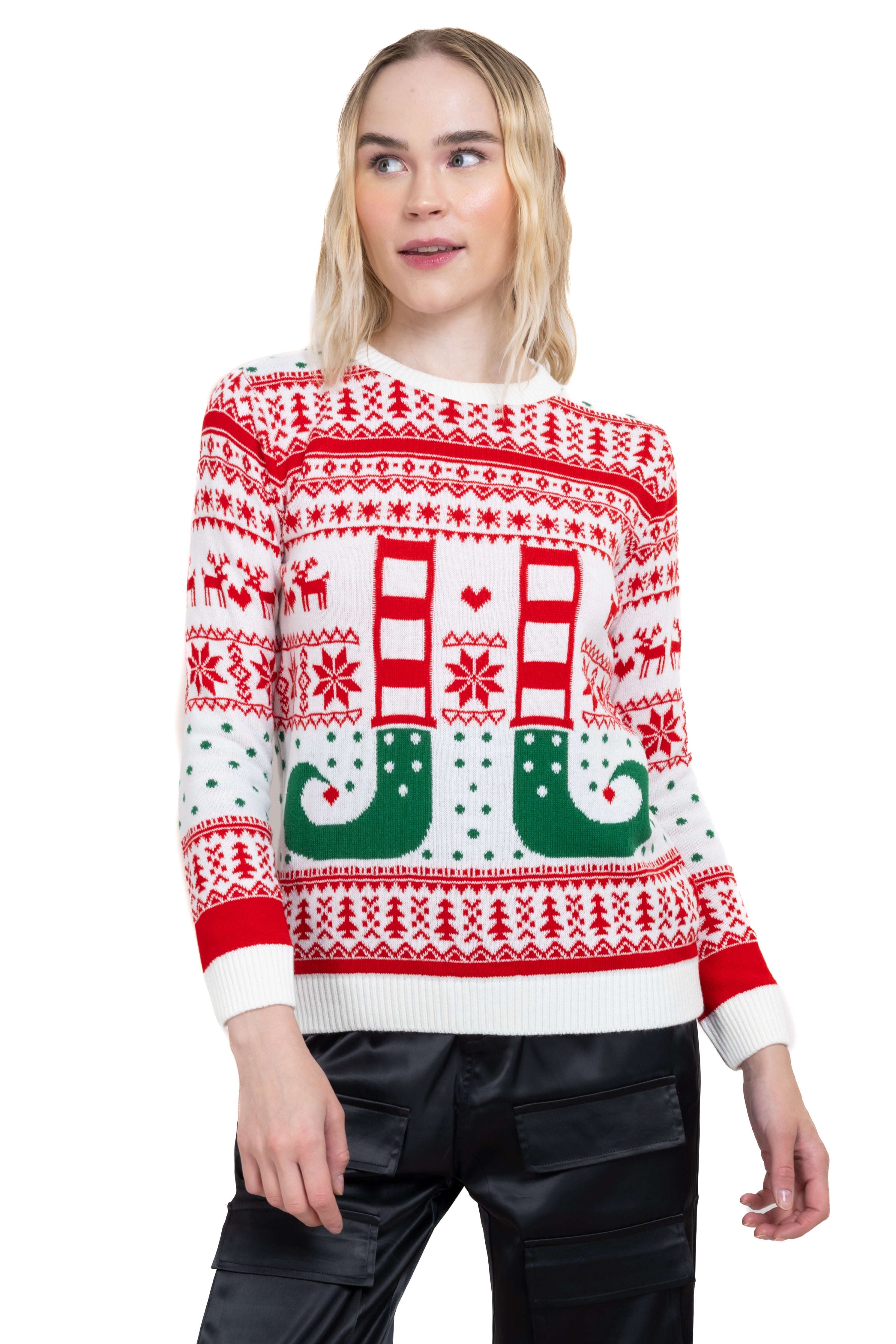 Button up elf sweater WHITE COMBO