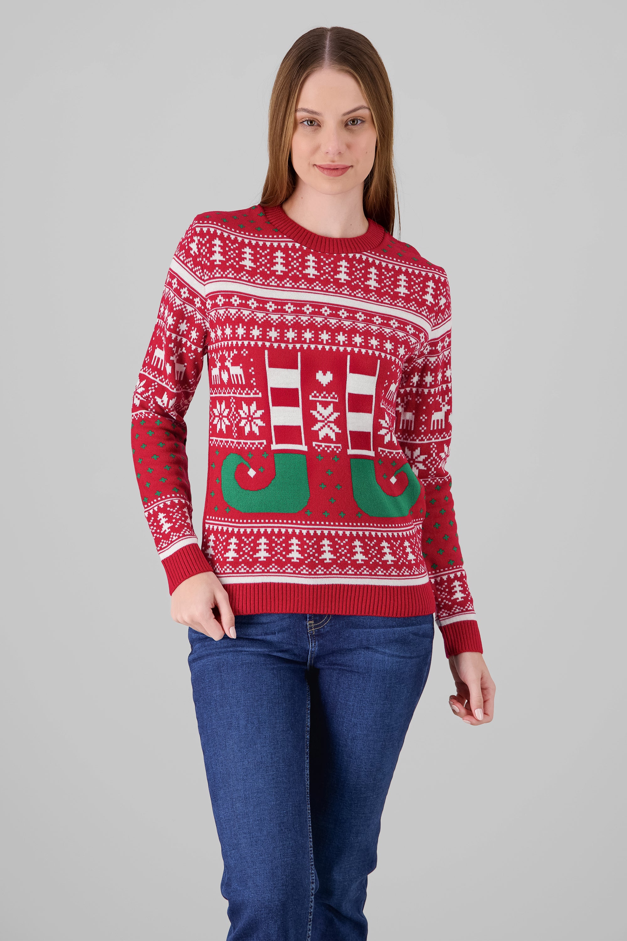 Button up elf sweater RED COMBO