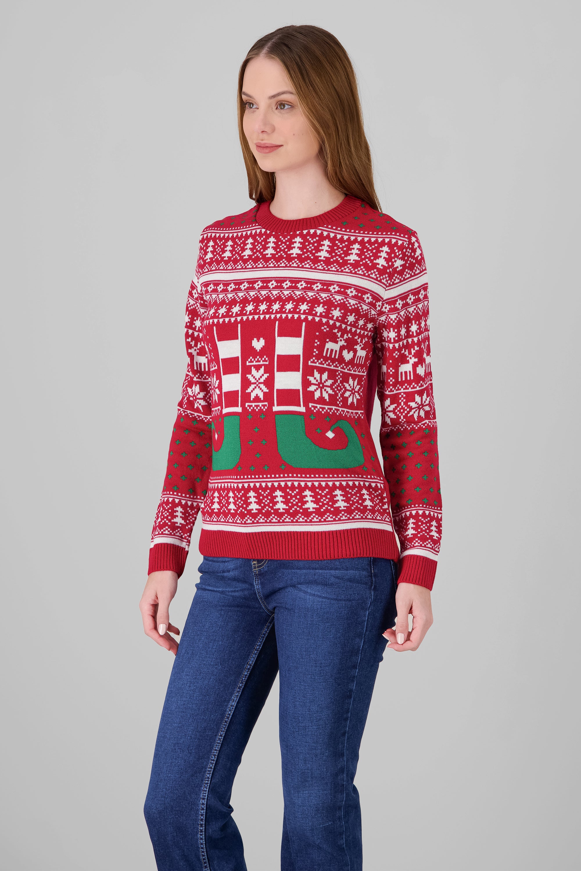 Button up elf sweater RED COMBO