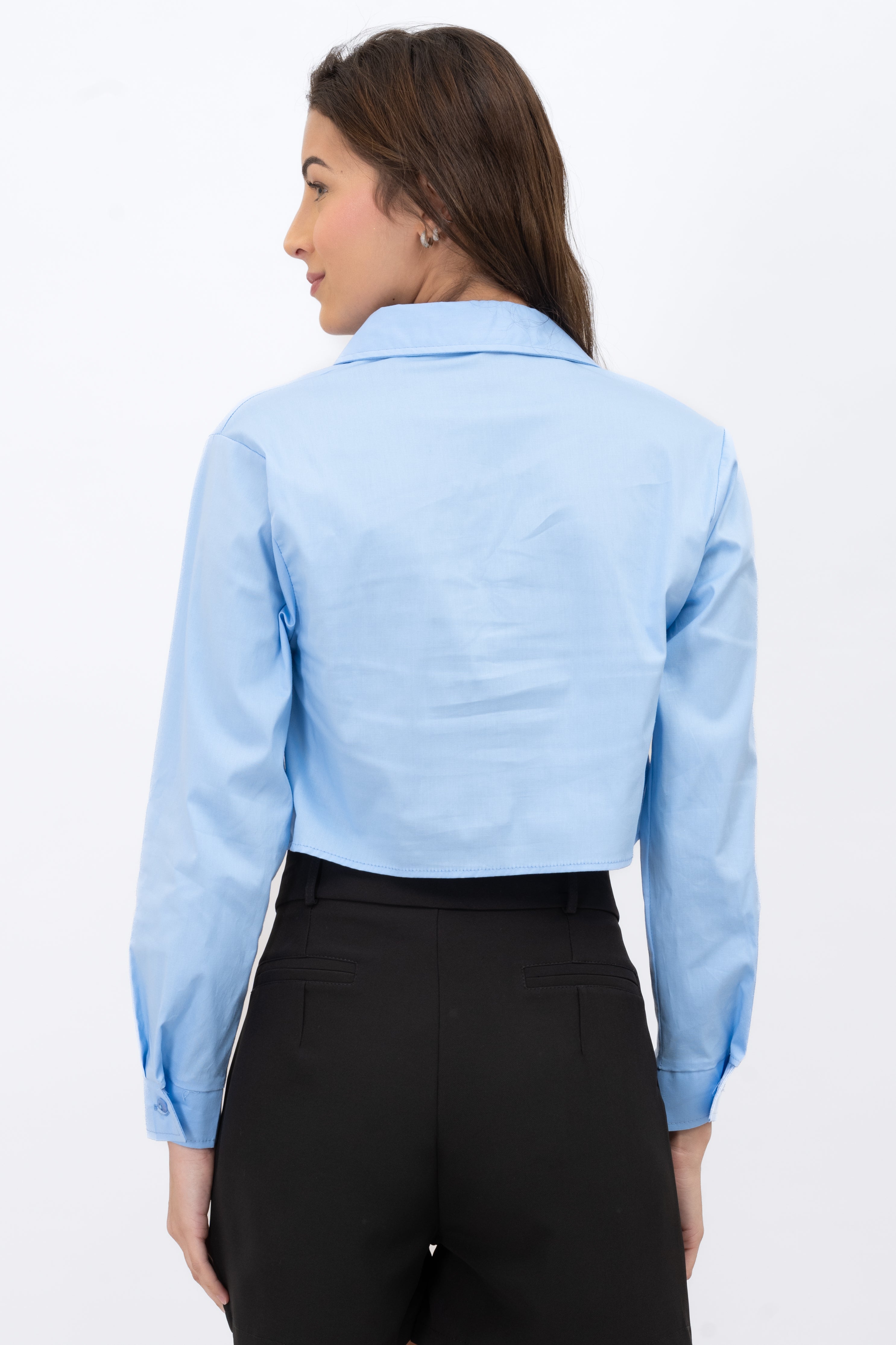 Long sleeve button up blouse SKY BLUE