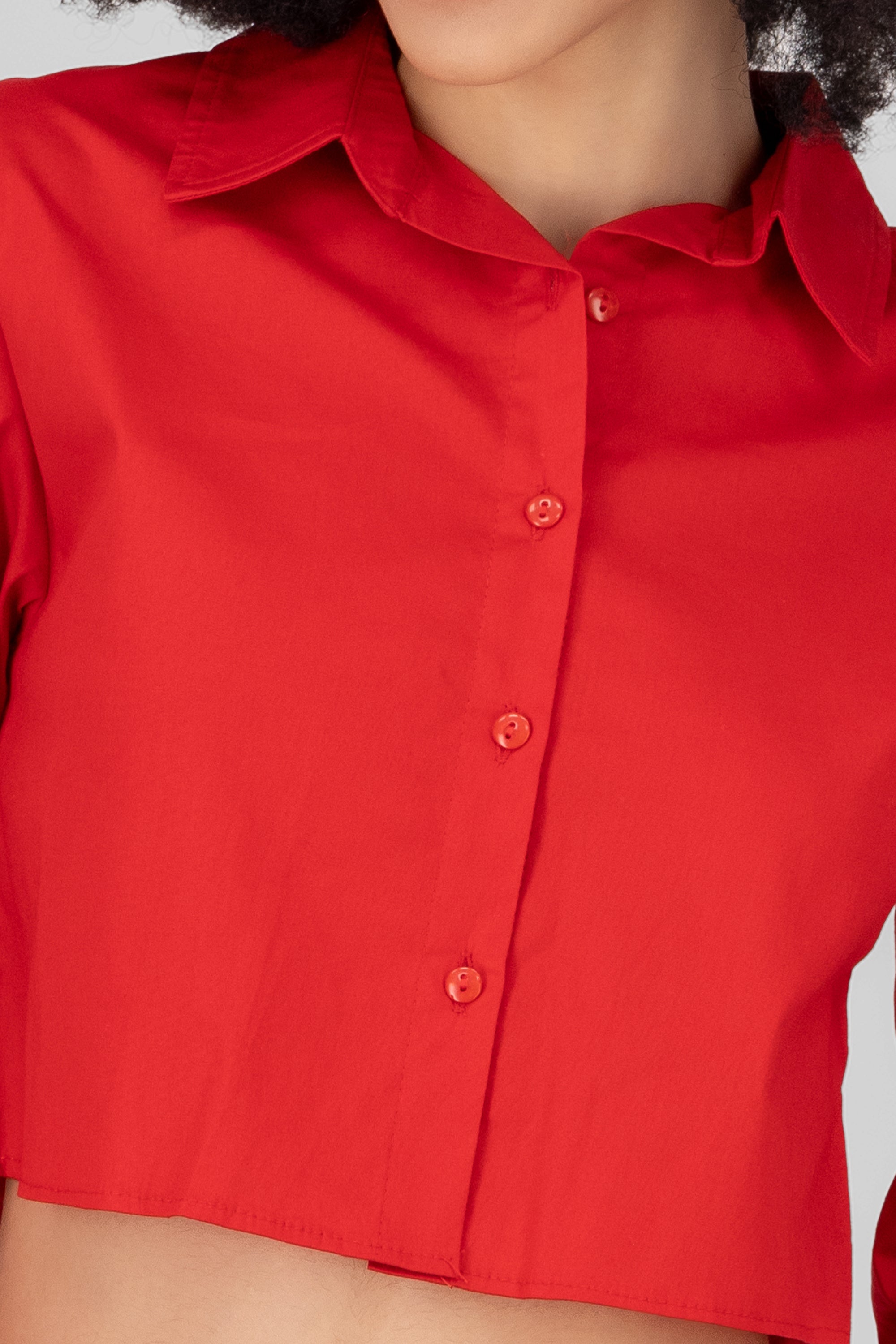 Long sleeve button up blouse CHERRY RED