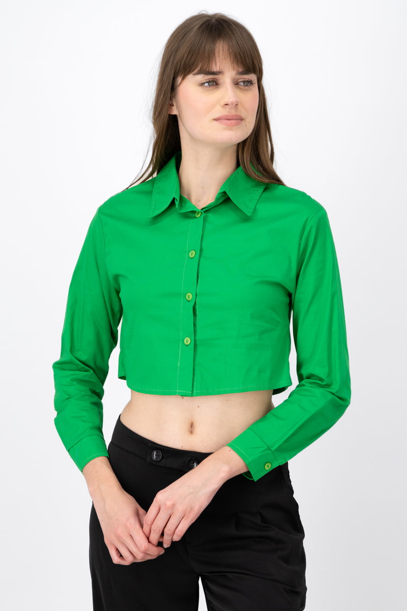 Long sleeve button up blouse BRIGHT GREEN