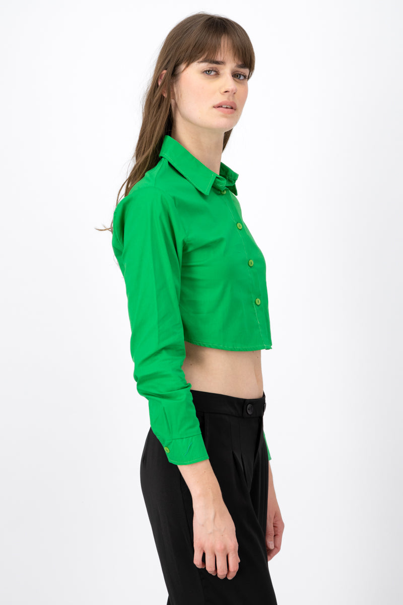 Long sleeve button up blouse BRIGHT GREEN