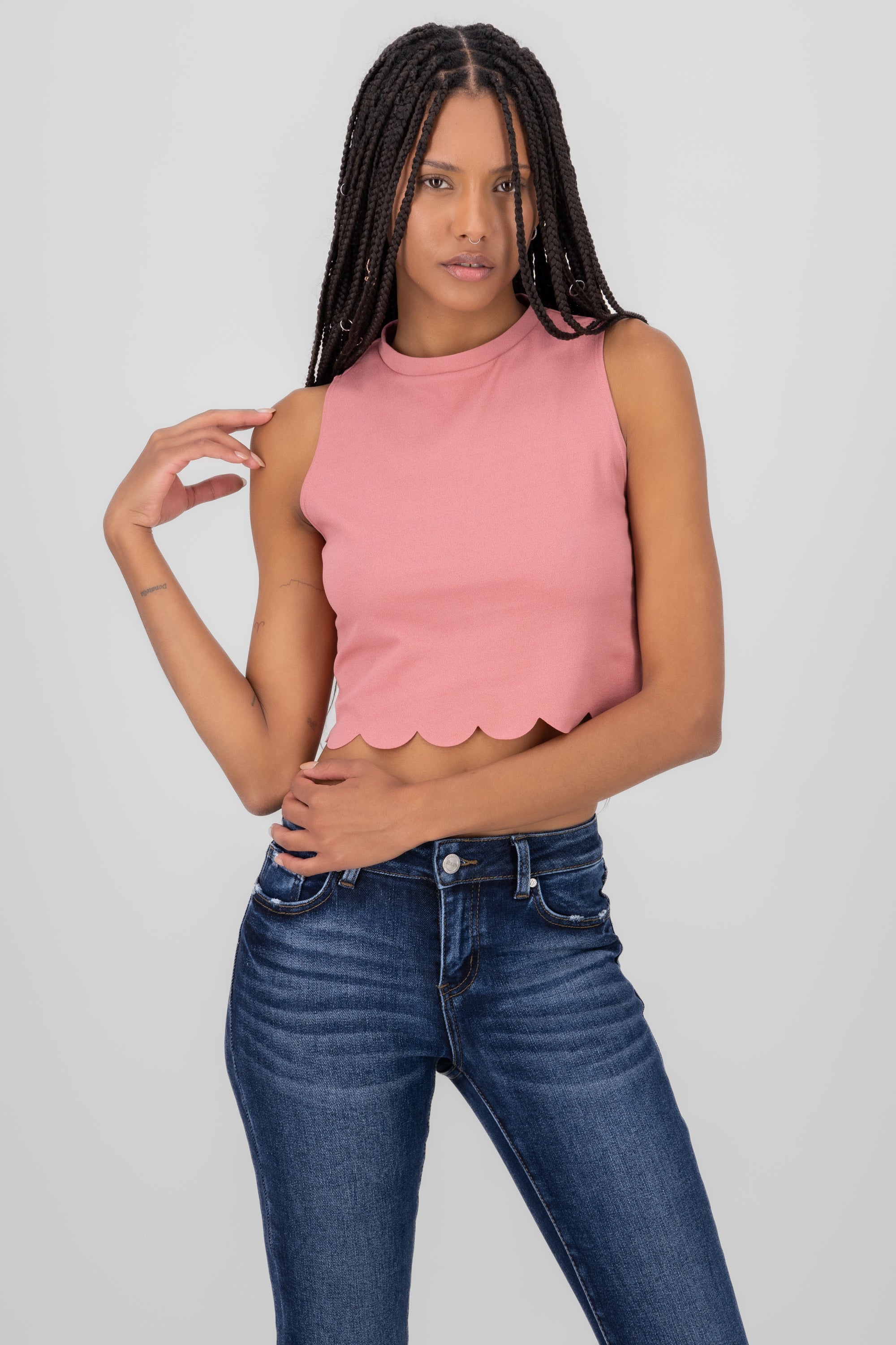 Scallop Cut Crop Top MARSALA