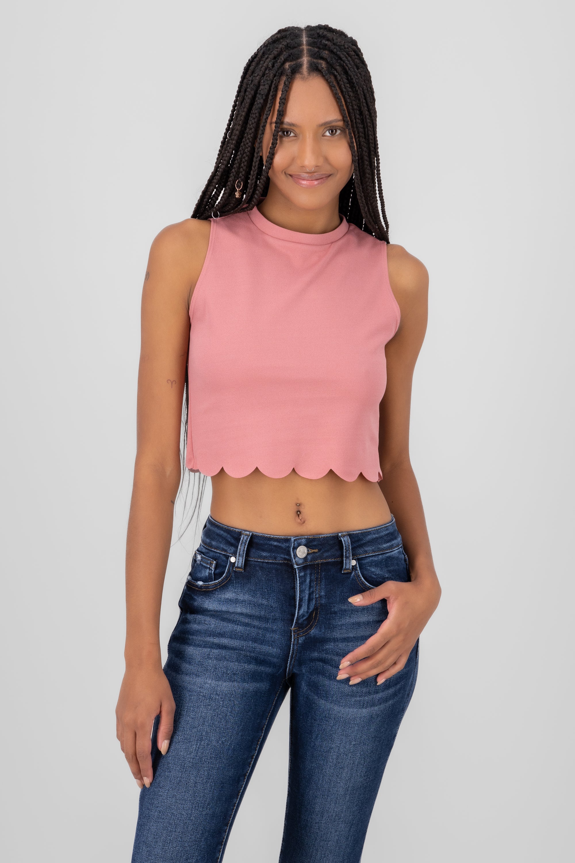 Scallop Cut Crop Top MARSALA