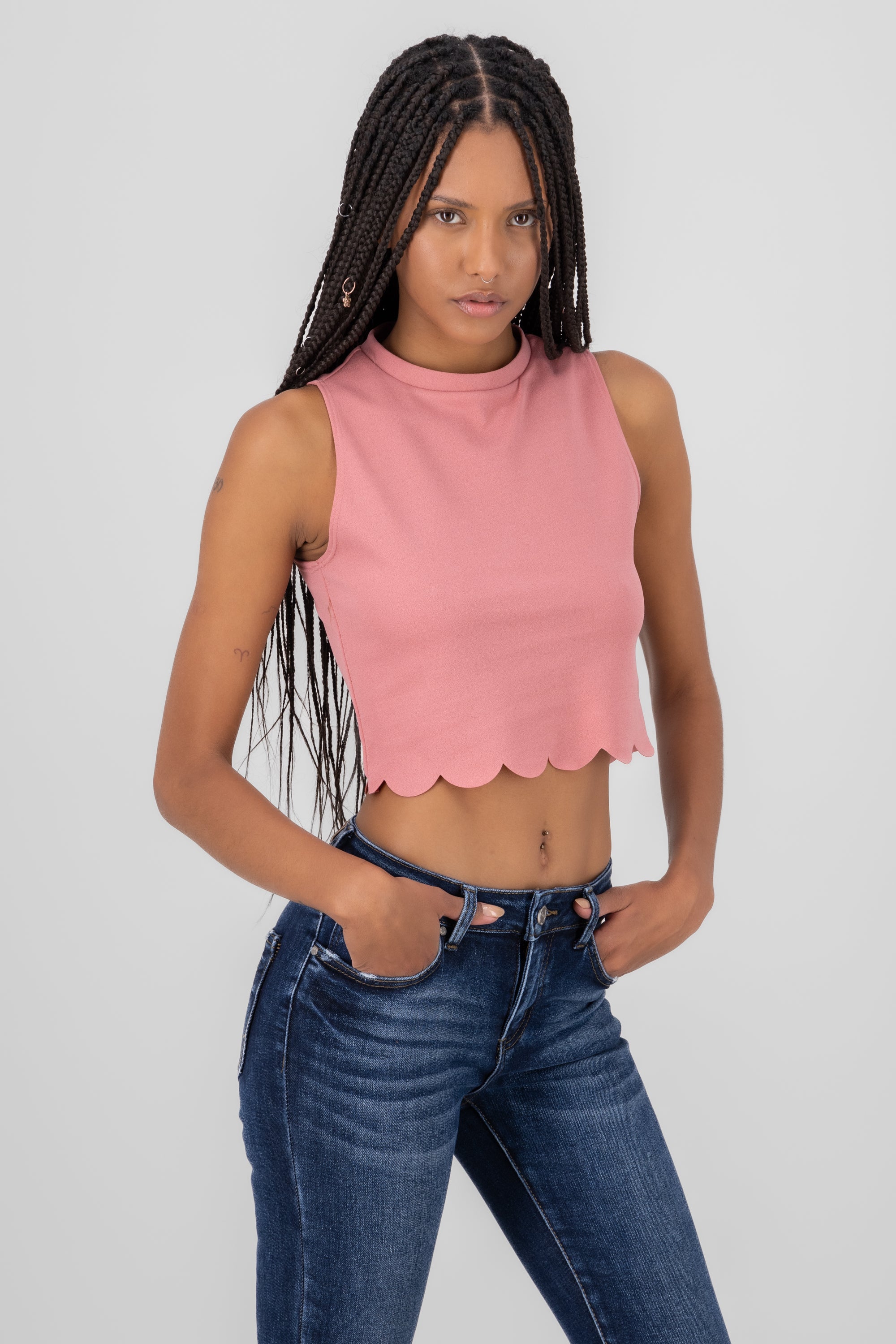 Scallop Cut Crop Top MARSALA