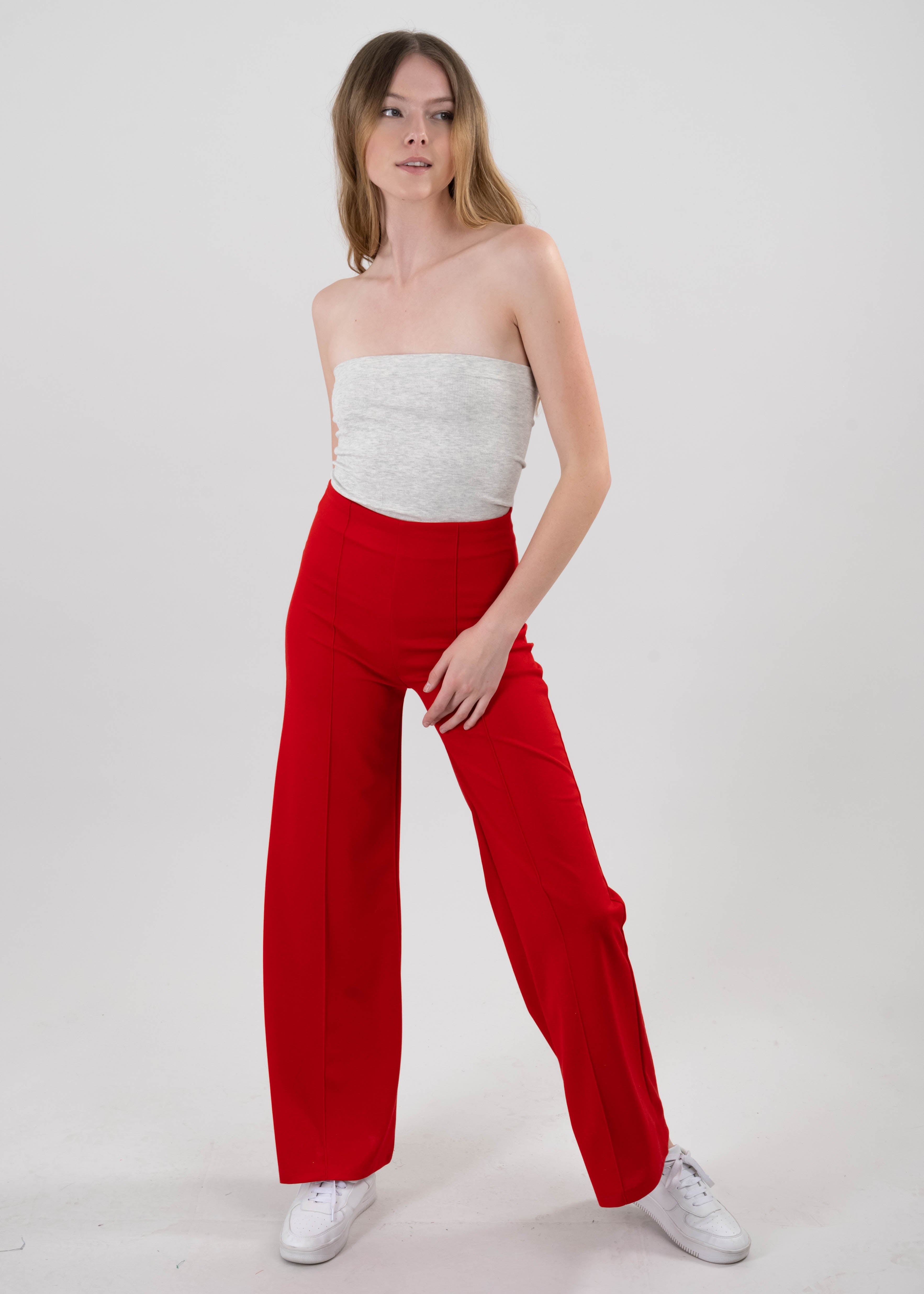 High Waist Wide Leg Pant RED