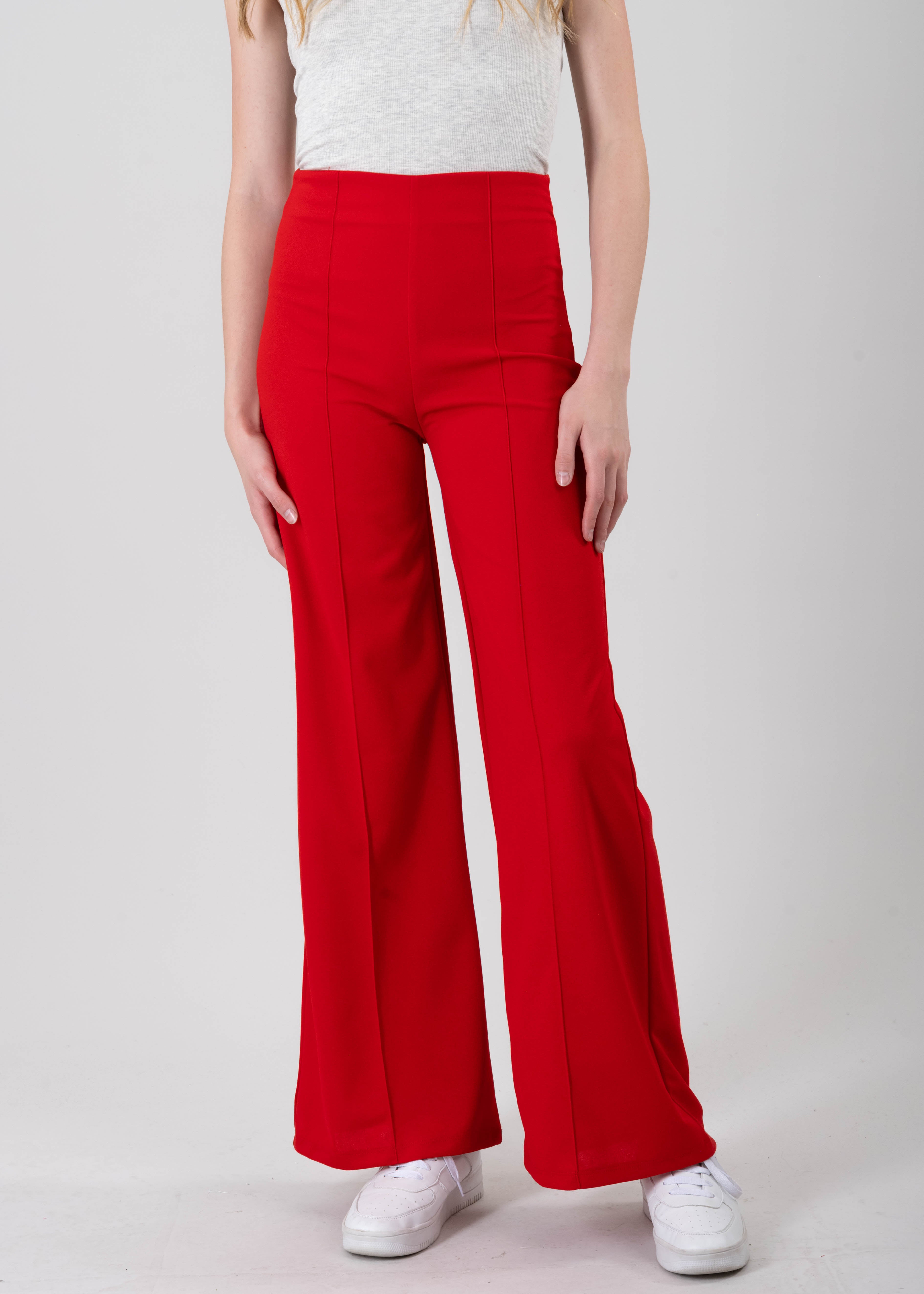 High Waist Wide Leg Pant RED