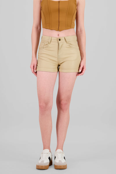 Leathereffect Hem Shorts 