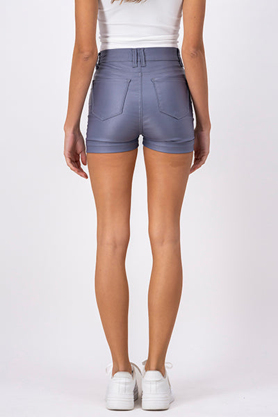 Leathereffect Hem Shorts DARK GRAY