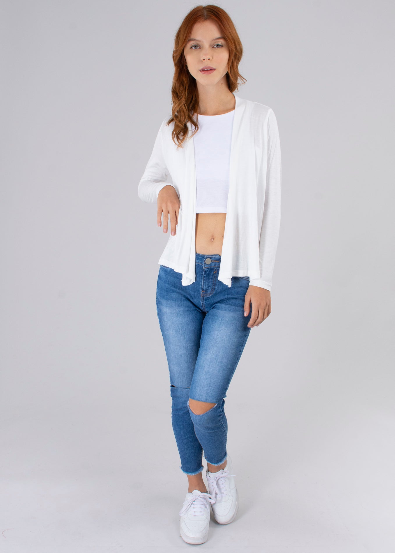 Draped Cardigan WHITE