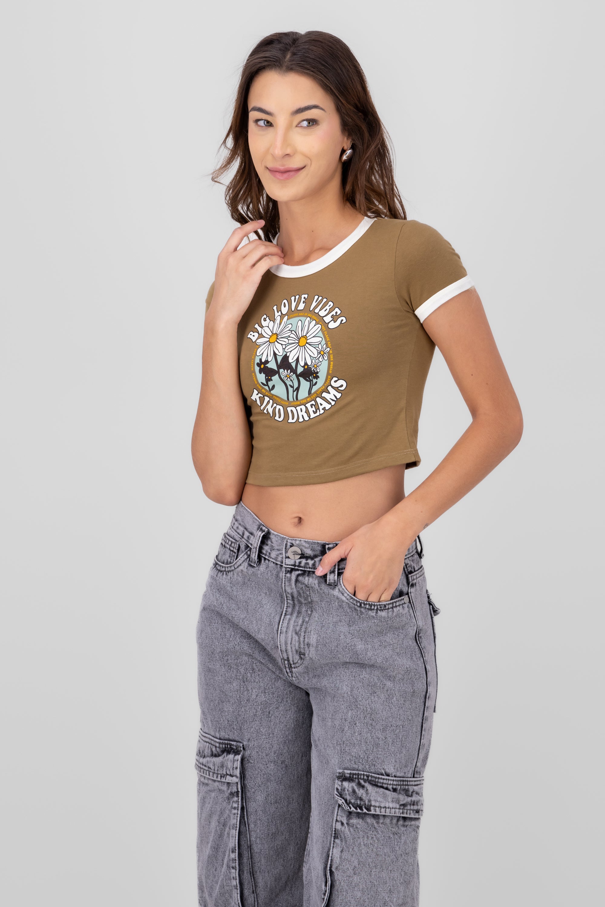 Printed  Crop Top CAMEL