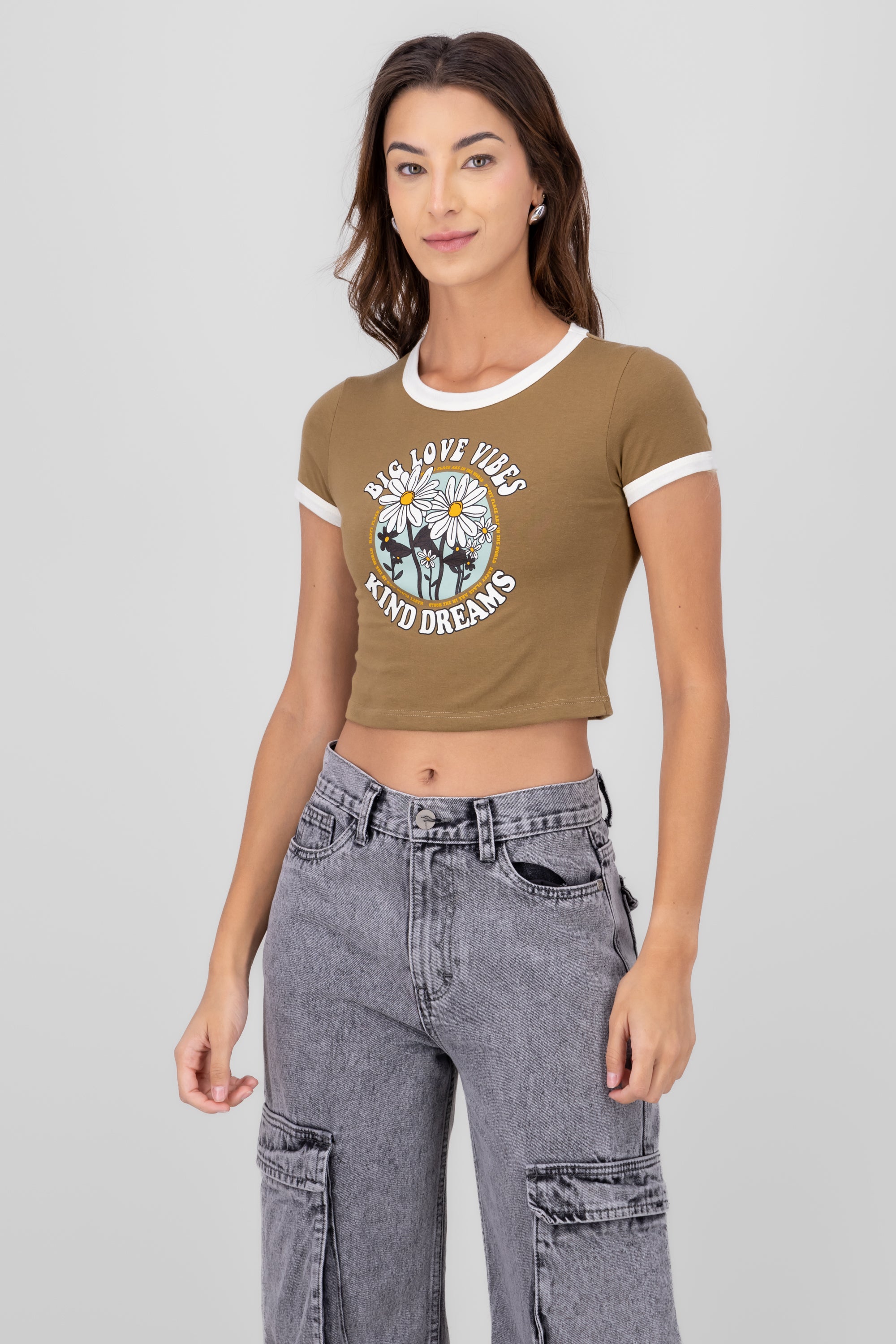 Printed  Crop Top CAMEL