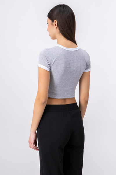 Printed  Crop Top CHARCOAL