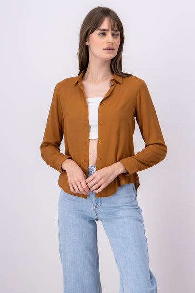 Solid Long Sleeved Blouse 