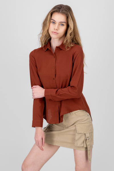 Solid Long Sleeved Blouse 