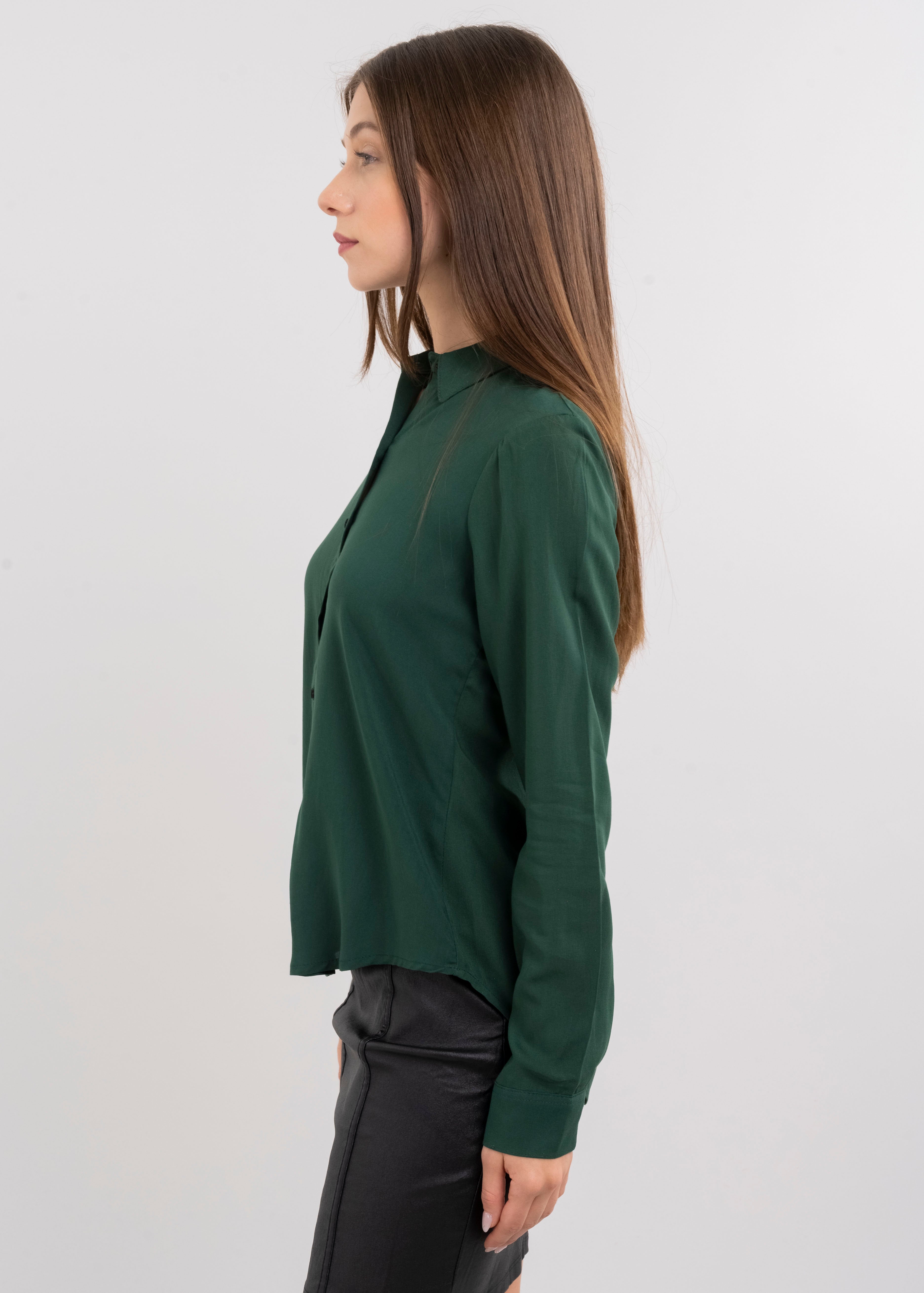 Solid Long Sleeved Blouse HUNTER GREEN