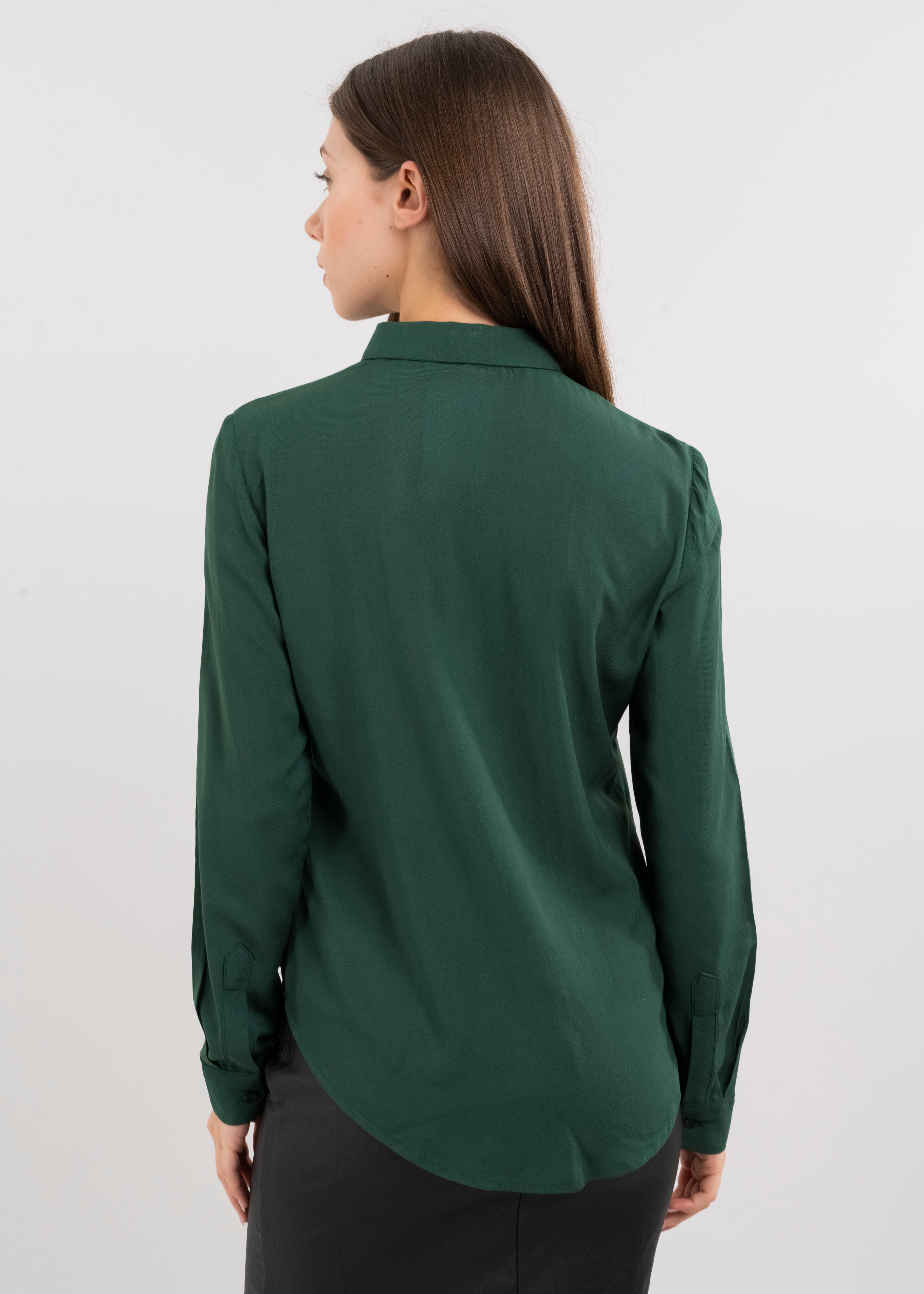 Solid Long Sleeved Blouse HUNTER GREEN