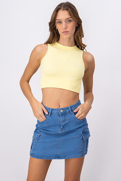 Ribbed Crop Top BLACK