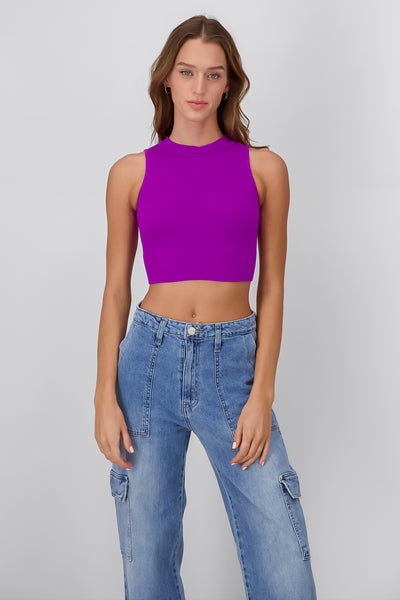 Ribbed Crop Top PASTEL PURPLE