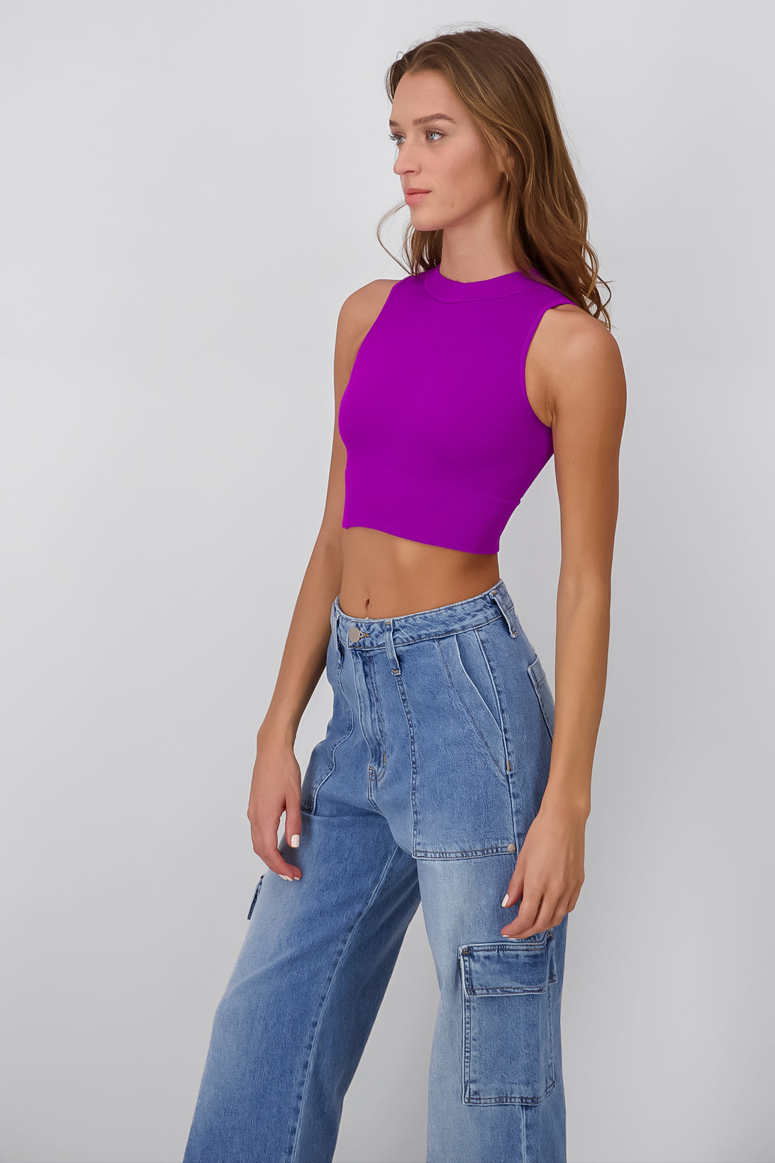 Ribbed Crop Top PLUM