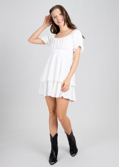 Ruffle Mini Dress WHITE