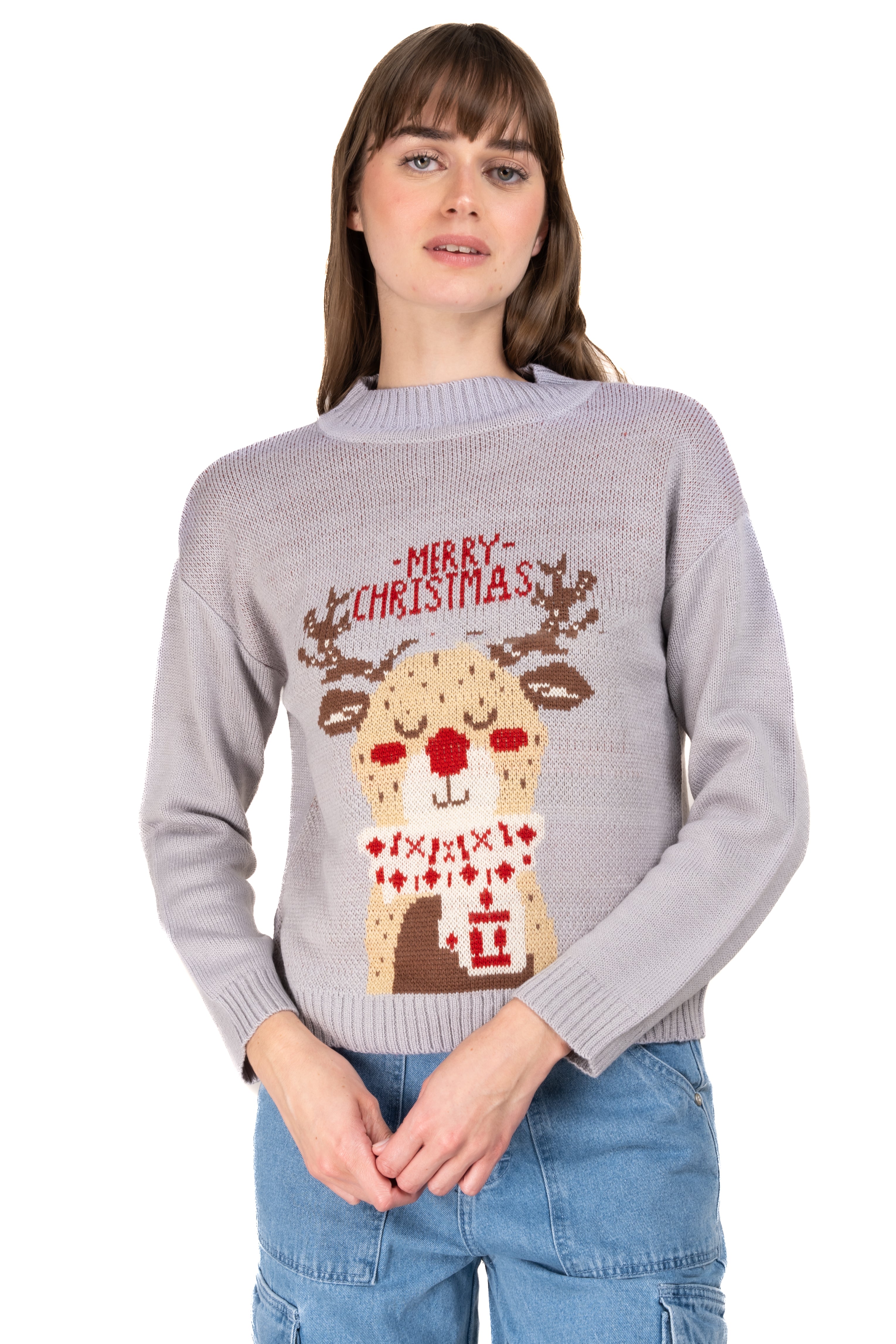 Reindeer Christmas Sweater GRAY