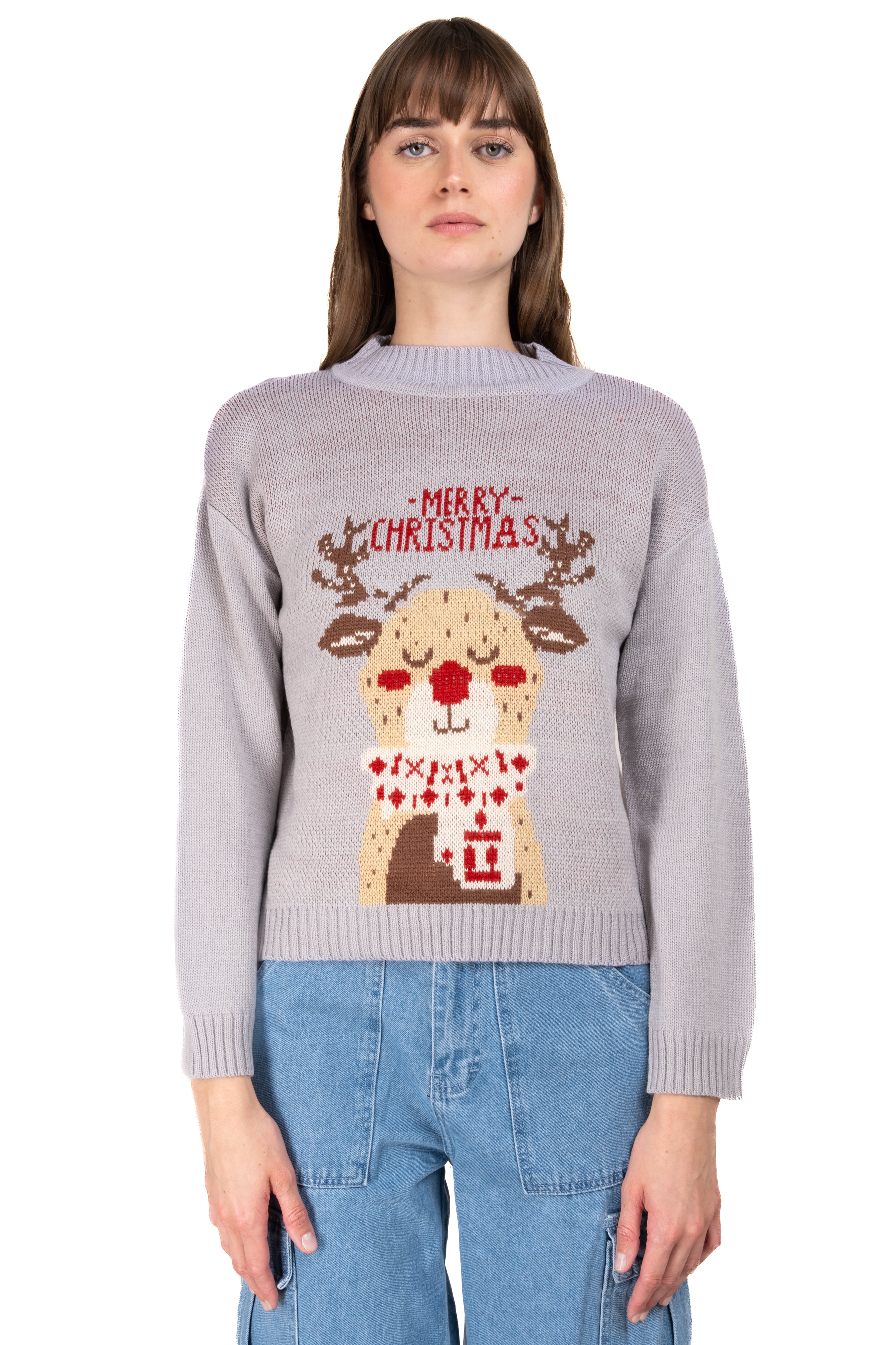 Reindeer Christmas Sweater GRAY