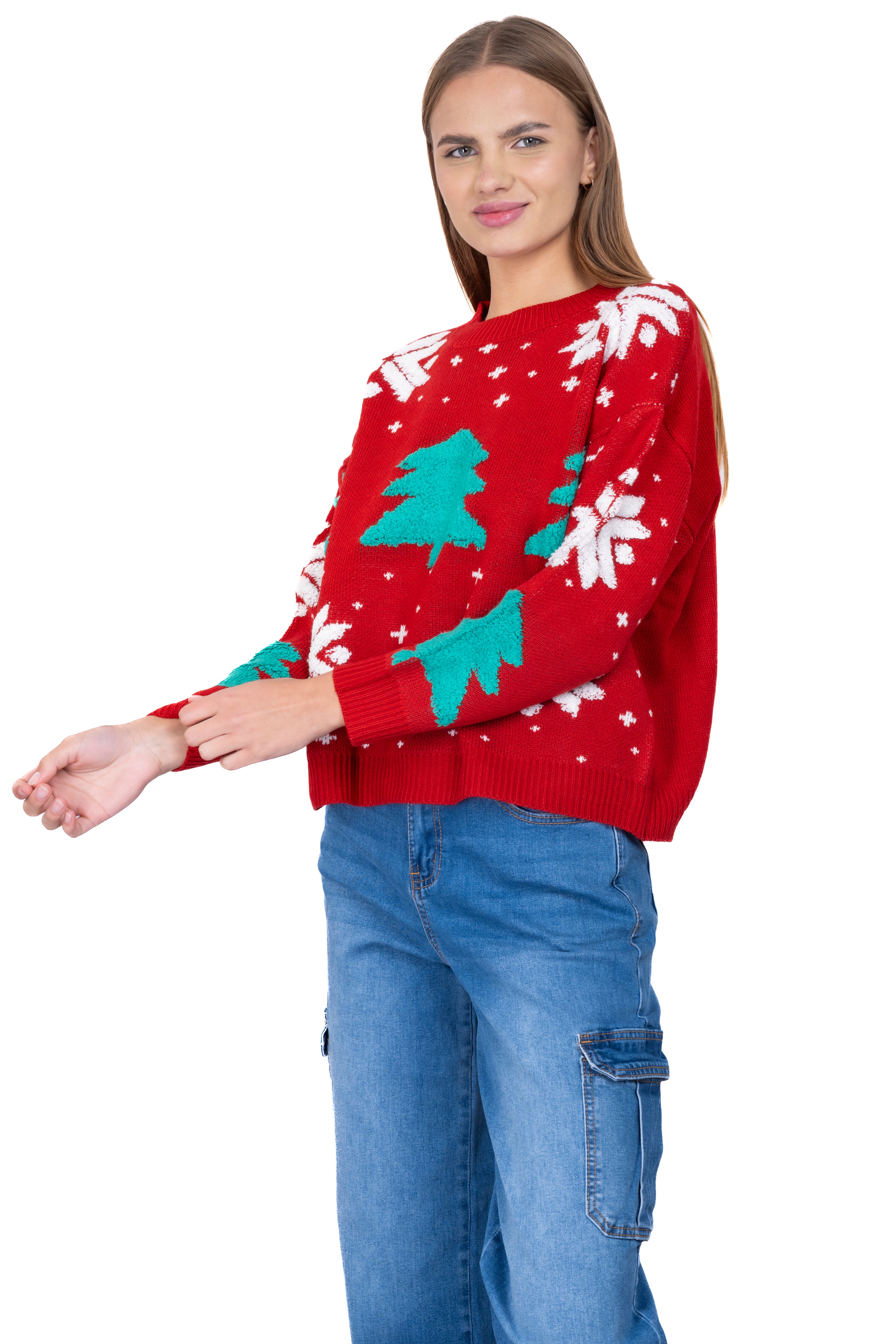 Printed christmas sweater RED COMBO