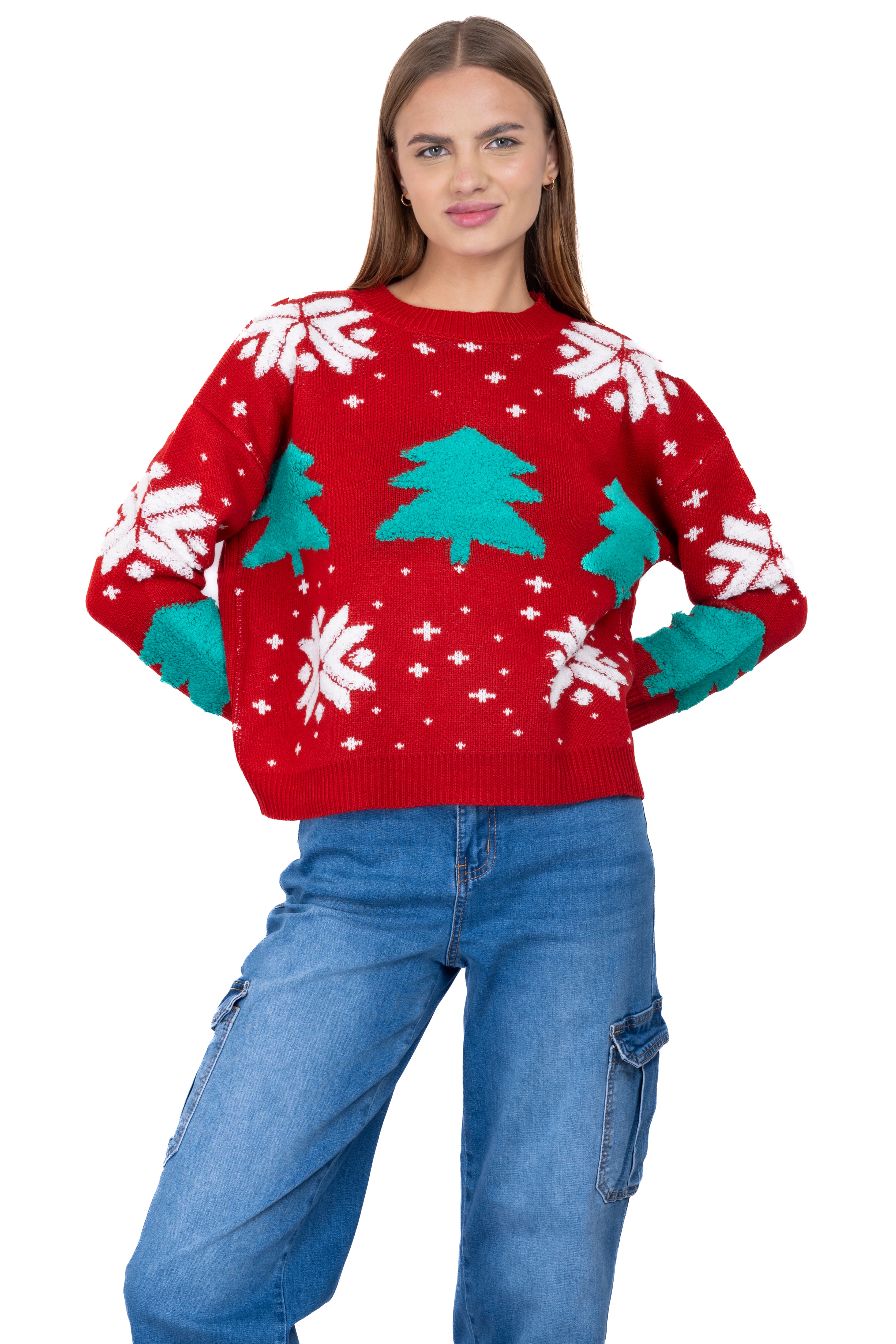 Printed christmas sweater RED COMBO