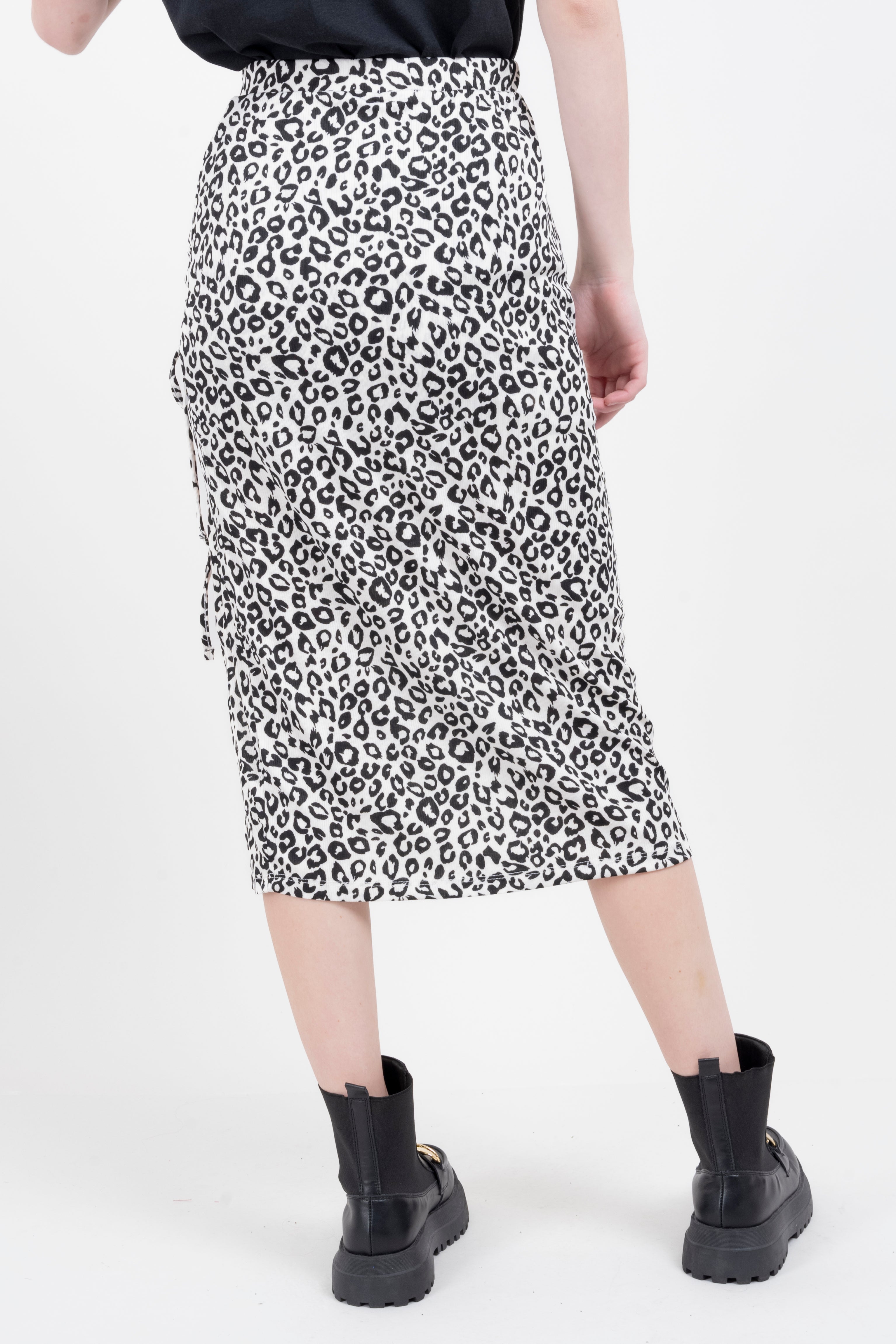 Animal Print Midi Skirt WHITE COMBO